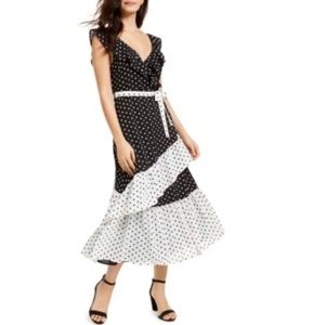 Polka Dot Maxi Dress - Black and White